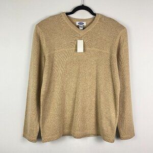 Old Navy Lambswool Sweater Mens Large Tan V Neck Knit Pullover